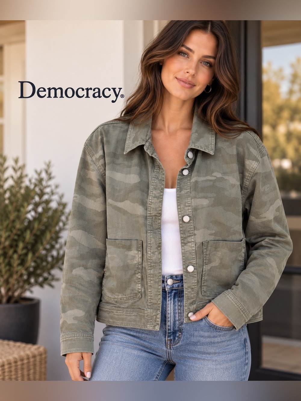 Democracy Olive Camo Utility Jacket